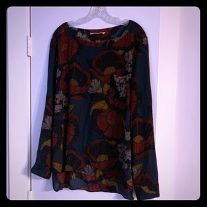 Loft Floral-Print Pocket Blouse - Size XL